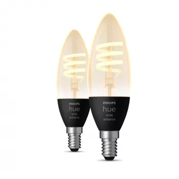 Philips Hue E14 White Ambiance 4,6W LED filamenttikynttilälamppu 2 kpl:n pakkaus