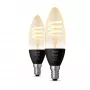Philips Hue E14 White Ambiance 4,6W LED filamenttikynttilälamppu 2 kpl:n pakkaus