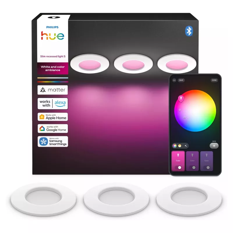Philips Hue White & Color Ambiance Slim Recessed Light S x3 - valkoinen