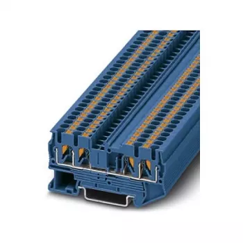 Phoenix Contact PT 2,5-QUATTRO BU Push-in läpivientiliitin, sininen, 4 liitäntää, 2,5 mm², 800 V, 24 A, DIN-kiskoasennus
