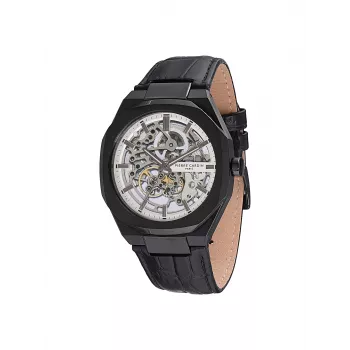 Pierre Cardin miesten analoginen kvartsikello CF.1002.LB.1 42 mm musta kellotaulu nahkaranneke