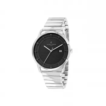 Pierre Cardin miesten analoginen kvartsikello CLC.6006 - 43 mm ruostumaton teräskotelo musta nahkaranneke