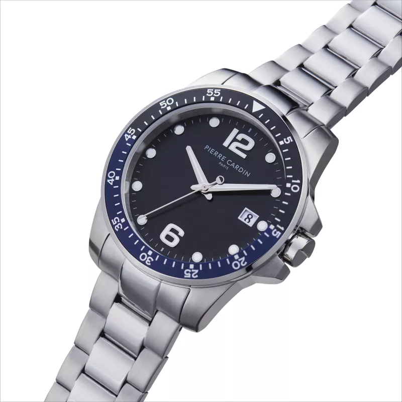 Pierre Cardin miesten analoginen kvartsikello CNI.0030 40mm musta kellotaulu nahkaranneke