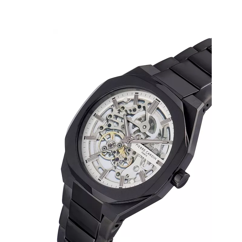 Pierre Cardin miesten kvartsianalogikello CF.1002.MB 42 mm musta ruostumaton teräs Milanese mesh