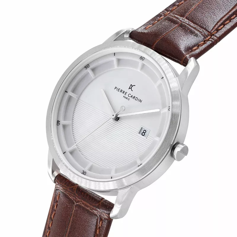 Pierre Cardin miesten kvartsi analogikello CLC.6000 43 mm ruostumaton teräskotelo musta nahkaranneke