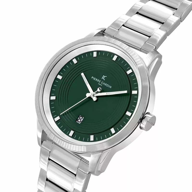 Pierre Cardin miesten kello CCP.5028 (45 mm) ruostumaton teräskotelo musta kellotaulu nahkaranneke