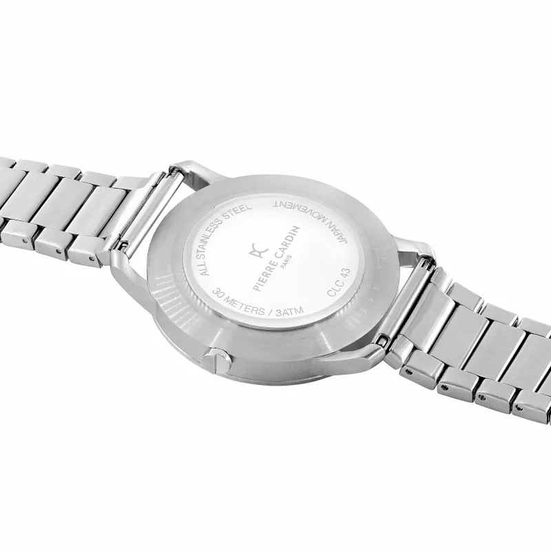 Pierre Cardin miesten kello CLC.6001 43mm ruostumaton teräs kvartsi analoginen musta kellotaulu nahkaranneke