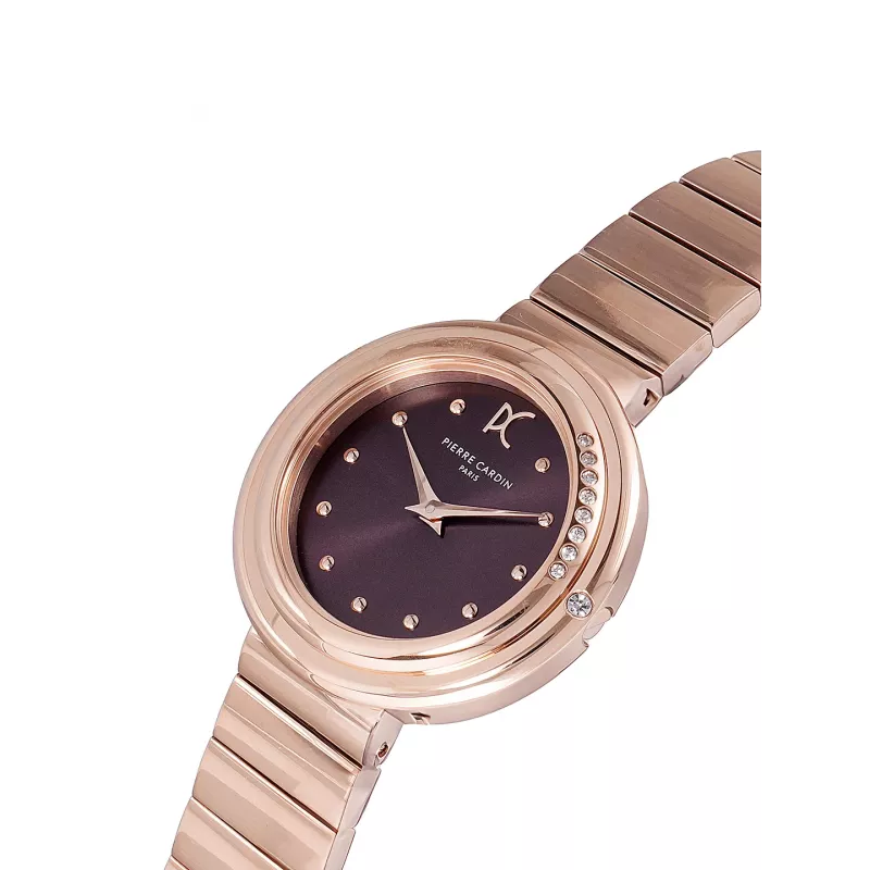 Pierre Cardin naisten analoginen kvartsikello CF.1010.MR 32mm hopeinen kellotaulu musta nahkaranneke