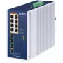 PLANET TECHNOLOGY CORP. IGS-5225-8P4X teollinen 8-porttinen 10/100/1000T 802.3bt PoE + 4-porttinen 10G SFP+ Ethernet-kytkin (360W PoE-budjetti, PoE-käytön LED, -40~75°C, kaksi 48~54V DC)
