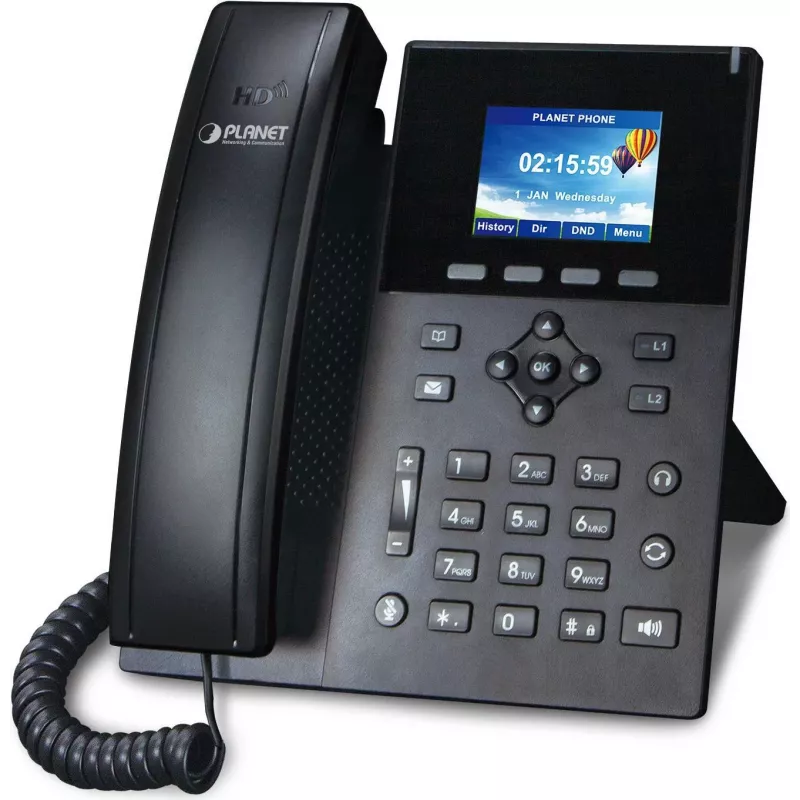 PLANET VIP-1260PT teräväpiirtoinen väri-PoE-IP-puhelin 3MP kamera, 6 rivin LCD, musta