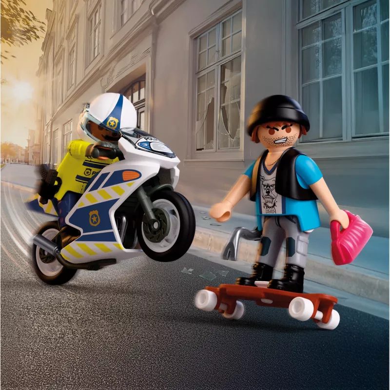 PLAYMOBIL 72079 City Action poliisimoottoripyörä takaa-ajo