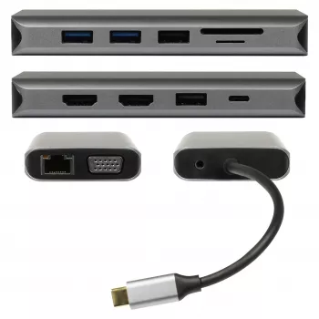 PLUSONIC USB-C-telakointisovitin 8in1 - Space Gray