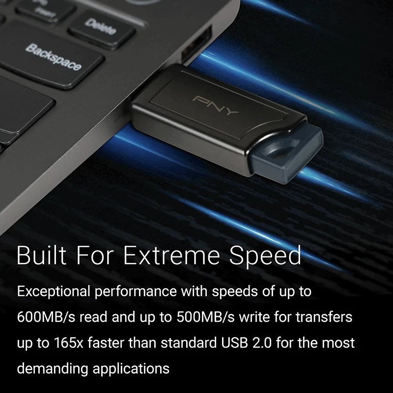 PNY PRO Elite V2 256 GB USB 3.2 Gen 2 Type-A -muistitikku ilman kantta musta