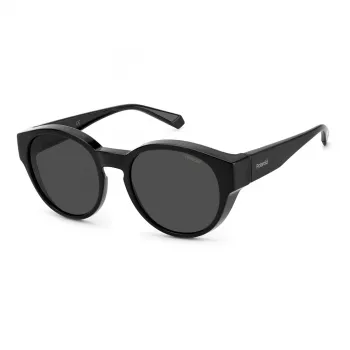 Polaroid Ancillaries PLD9017S08A unisex suorakaiteen muotoiset aurinkolasit - musta kehys harmaat polarisoidut linssit