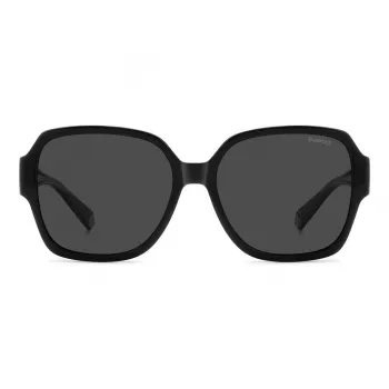 Polaroid Ancillaries PLD9021S807 unisex-suorakaiteen muotoiset aurinkolasit - musta kehys, harmaat polarisoidut linssit
