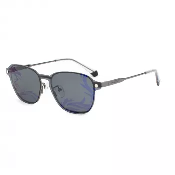 POLAROID PLD6119GCSKJ1 unisex-suorakaiteen muotoiset aurinkolasit - harmaat polarisoidut linssit, mustat kehykset, 53 mm