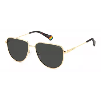 POLAROID PLD6196SXJ5G unisex suorakaiteen muotoiset aurinkolasit - musta kehys, harmaat polarisoidut linssit, 56 mm