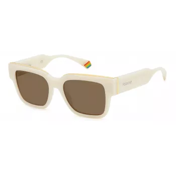 POLAROID PLD6198SXSZJ unisex suorakaide-aurinkolasit - Havana-kehys, vihreät polarisoidut linssit - 52/18/140 mm