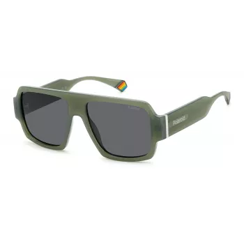POLAROID PLD6209SX1ED unisex suorakaiteen muotoiset aurinkolasit - musta kehys, harmaat linssit