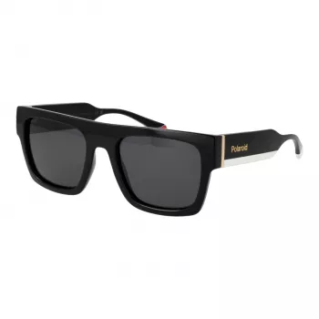 POLAROID PLD6224SX5480 unisex-suorakaiteen muotoiset aurinkolasit - musta kehys, harmaat polarisoidut linssit, 54 mm