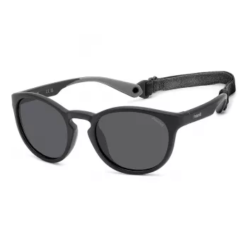 Polaroid PLD7050S003 unisex suorakaiteen muotoiset aurinkolasit - musta kehys, harmaat polarisoidut linssit