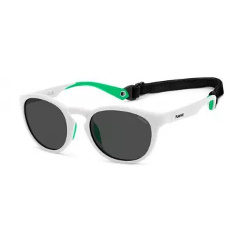 POLAROID PLD7050SVK6 unisex-suorakaiteen muotoiset aurinkolasit - mustat kehykset, harmaat polarisoidut linssit, 52 mm