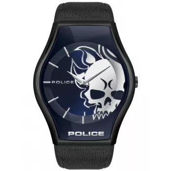 Police miesten kvartsikello PL16114JSU03 45 mm sininen kellotaulu nahkaranneke