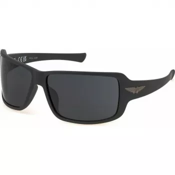 POLICE miesten aurinkolasit SPLN37M650I41 pilot suorakaiteen muotoinen metallikehys gunmetal harmaat linssit 65 mm