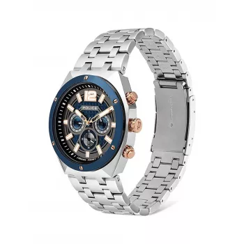 POLICE miesten kello 15995JSTBL61M 46 mm sininen kellotaulu sininen nahkaranneke