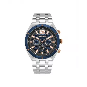 POLICE miesten kello 15995JSTBL61M 46 mm sininen kellotaulu sininen nahkaranneke