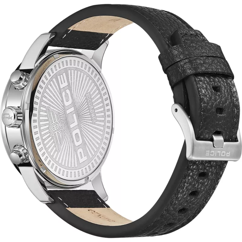 POLICE miesten kello PEWJF2203305 48mm kronografi musta kellotaulu nahkaranneke