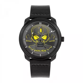 POLICE miesten kello PL15714JSB02 44 mm musta kellotaulu nahkaranneke