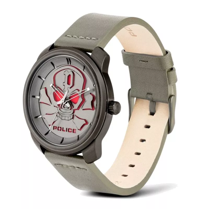 POLICE miesten kello PL15714JSU-61 44,5mm sininen kellotaulu nahkaranneke kvartsi