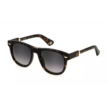 POLICE SPLL87-5206E4 unisex suorakaiteen muotoiset aurinkolasit Havana ruskea kilpikonnahkehys ruskea liukuvärjälinssi 52 mm