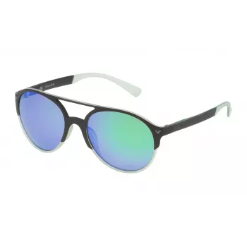 POLICE unisex suorakaiteen muotoiset aurinkolasit SPL163556PCV - musta asetaattikehys, harmaat linssit 55/19/140 mm
