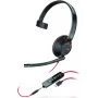 Poly Blackwire C5210 USB-C - 5200 Series - johdollinen on-ear mono-headset puomimikrofonilla, melunvaimennus, johdossa olevat säätimet, musta