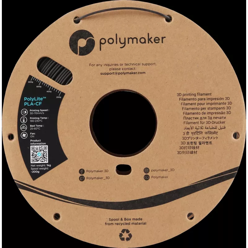 Polymaker PA10001 PLA filamentti 1,75 mm 1 kg musta
