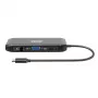 PORT USB-C-telakka 11-in-1-keskitin 4K HDMI:llä, VGA:lla, Gigabit Ethernetillä, 100W PD:llä, USB 3.1:llä, SD/MicroSD:llä, äänellä - musta