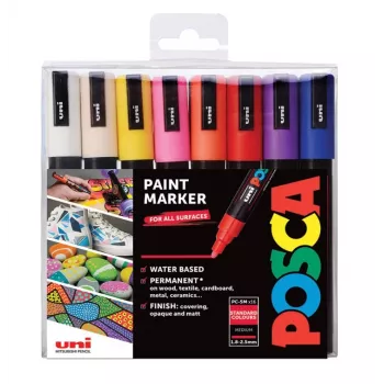POSCA PC-5M tussisarja pyöreällä kärjellä, eri värejä, 16 kpl
