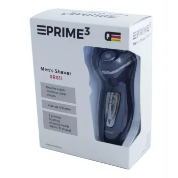 PRIME3 SRS11 miesten pyörivä parranajokone pop-up-trimmerillä, musta/hopea