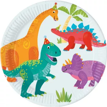 Procos Dino Party paperilautaset 23 cm 8 kpl:n pakkaus 97973