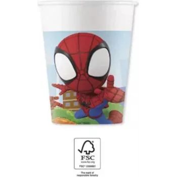 Procos Marvel Spider-Man pahvimukit 200 ml 8 kpl:n pakkaus juhlamukit 94877