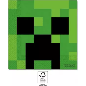 Procos Minecraft 2-kerroksiset paperiservetit 20 kpl:n pakkaus (95443)
