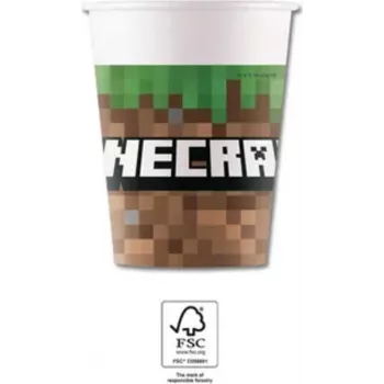 Procos Minecraft Party pahvimukit 250 ml 8 kpl:n pakkaus 95442