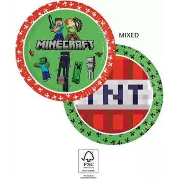 Procos Minecraft juhlapahvilautanen 23 cm 8 kpl:n pakkaus 95441