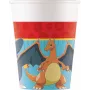 Procos Pokémon paperimukit 8 kpl:n pakkaus 200 ml Pikachu Glumanda Schiggy Bisasam juhlamukit 98401