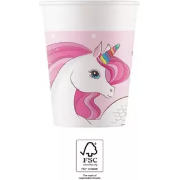 Procos Einhorn Regenbogen pahvimukit 200 ml 8 kpl:n pakkaus 93759