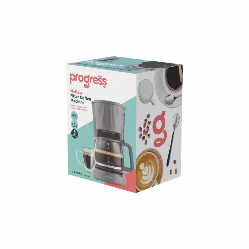 Progress EK6658PVDE Mellow suodatinkahvinkeitin - 1,25 l, 900 W, harmaa/hopea
