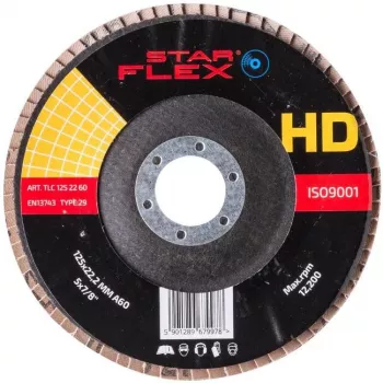 PSG Star Flex T29 SG INOX keraaminen lamellilaikka 125 mm, 22,23 mm reikä, rae P60, kartiomainen tyyppi 29, ruostumattomalle teräkselle