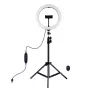 PULUZ 26 cm LED-rengasvalo jalustalla 1,1 m asti ja puhelintelineellä, USB-käyttöinen